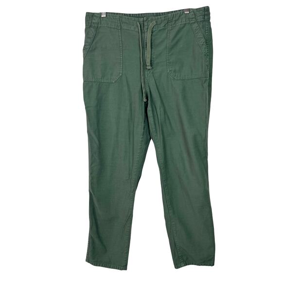J. Crew Women's Size Large Tie-Waist Camp Pant Cypress Olive Green Cotton - Picture 1 of 9